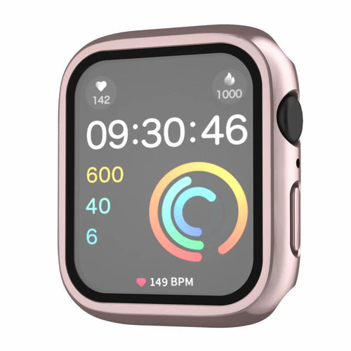 For Apple Watch Series SE3 / SE2 / SE1 /  6 / 5 / 4 40mm IP68 Waterproof Watch Case PC Frame Cover with Tempered Glass Film - Rose Gold - 1