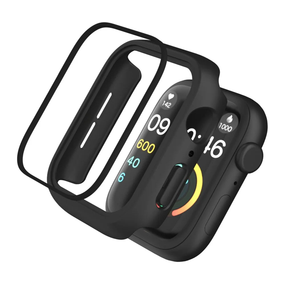 IP68 Waterproof Watch Case for Apple Watch Series 9 / 8 / 7 41mm , Tempered Glass Screen Protector PC Watch Cover - Black - 2