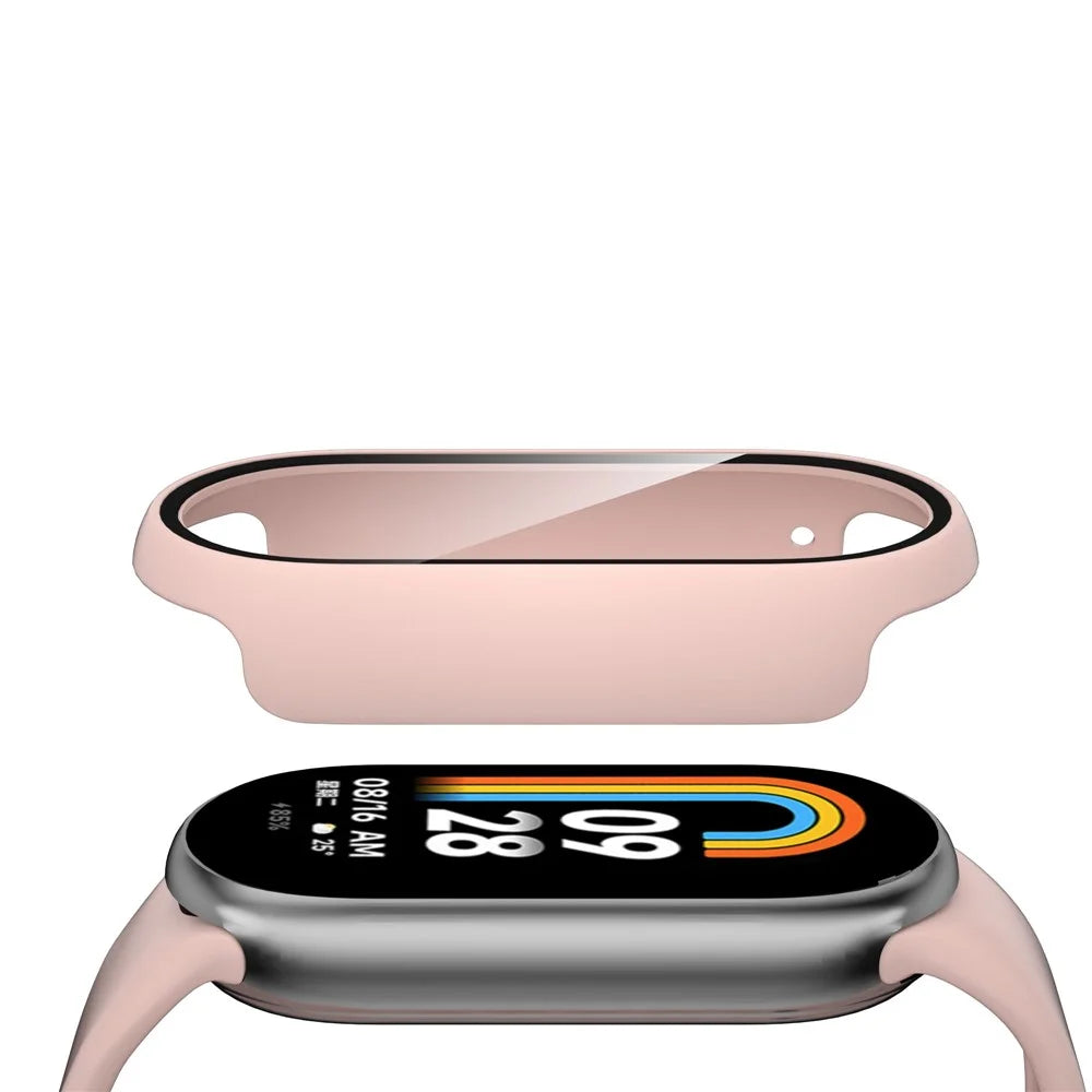For Xiaomi Smart Band 8 Watch Cover Hard PC Overall Protective Case with Tempered Glass Screen Protector - Pink - 4