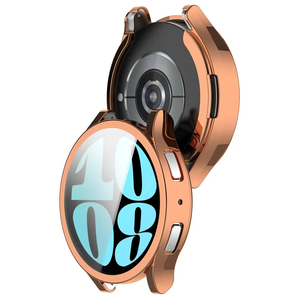 For Samsung Galaxy Watch6 40mm Flexible TPU Cover Full Coverage Anti-Fall Electroplating Watch Case - Rose Gold - 3