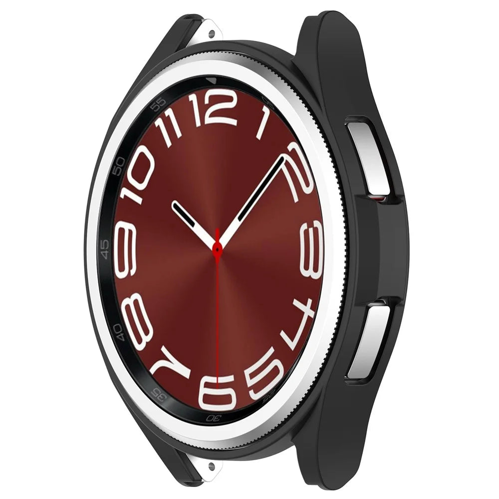 For Samsung Galaxy Watch6 Classic 43mm Hard PC Case Hollowed-out Half Wrapped Protective Cover - Black - 4