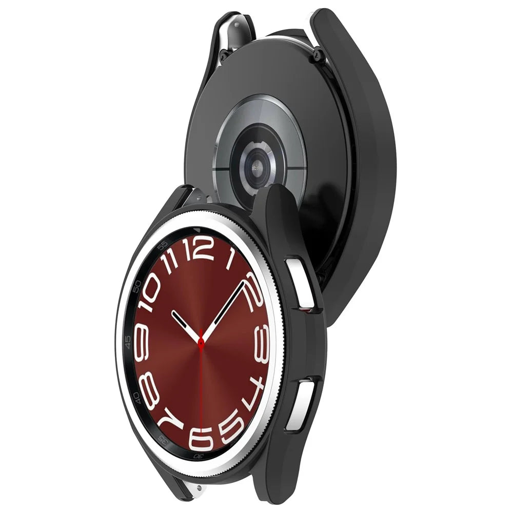 For Samsung Galaxy Watch6 Classic 43mm Hard PC Case Hollowed-out Half Wrapped Protective Cover - Black - 5