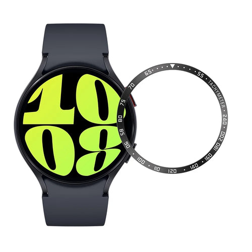 Bezel Ring for Samsung Galaxy Watch6 44mm , Stainless Steel Anti-Scratch Adhesive Cover Protector (Type E) - Black / White Characters - 1