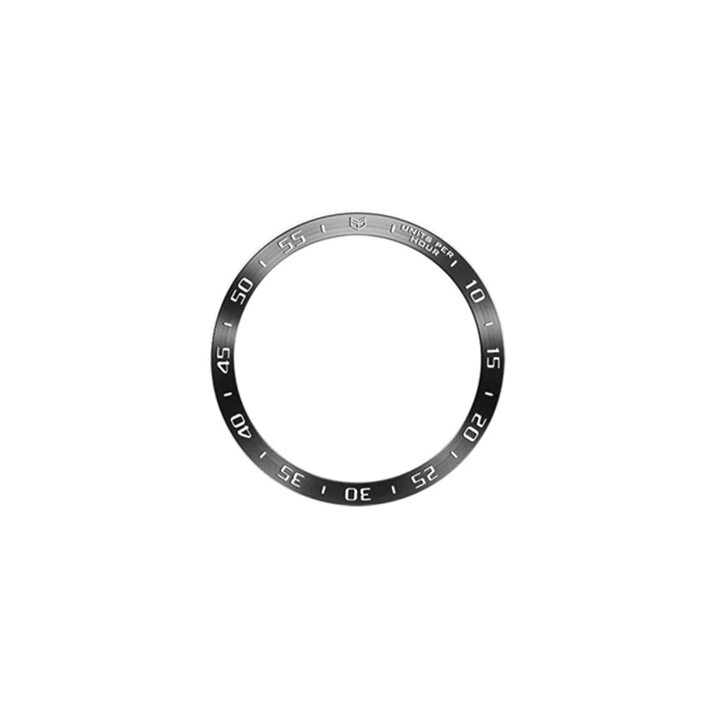 Bezel Cover for Samsung Galaxy Watch6 44mm , Stainless Steel Adhesive Bezel Ring (Type A) - Black / White Characters - 2