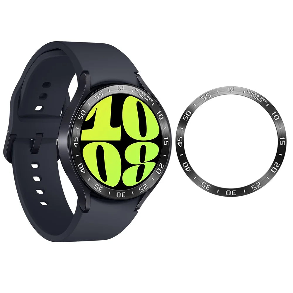 Bezel Cover for Samsung Galaxy Watch6 44mm , Stainless Steel Adhesive Bezel Ring (Type A) - Black / White Characters - 3