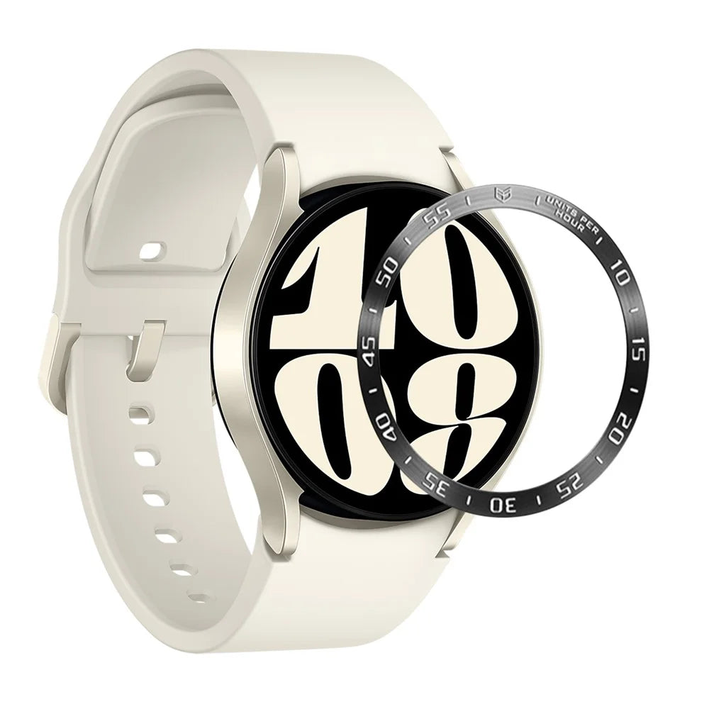 Type A Bezel Ring for Samsung Galaxy Watch6 40mm , Stainless Steel Bezel Case Protector Ring Dial Cover - Black / White Characters - 3