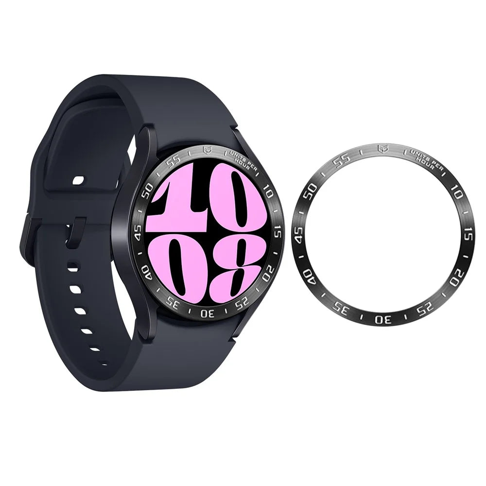 Type A Bezel Ring for Samsung Galaxy Watch6 40mm , Stainless Steel Bezel Case Protector Ring Dial Cover - Black / White Characters - 4