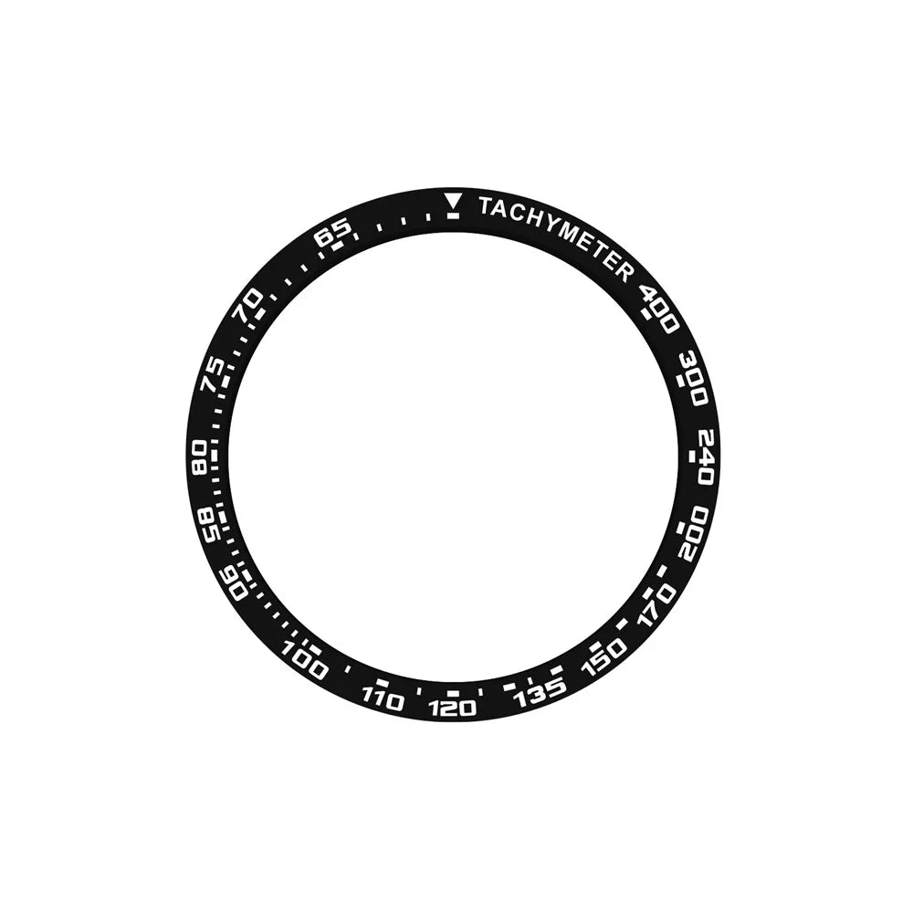 Type D Speed Scale Bezel Styling for Samsung Galaxy Watch 5 Pro 45mm , Aluminum Alloy Adhesive Frame Protector - Black / White Characters - 1