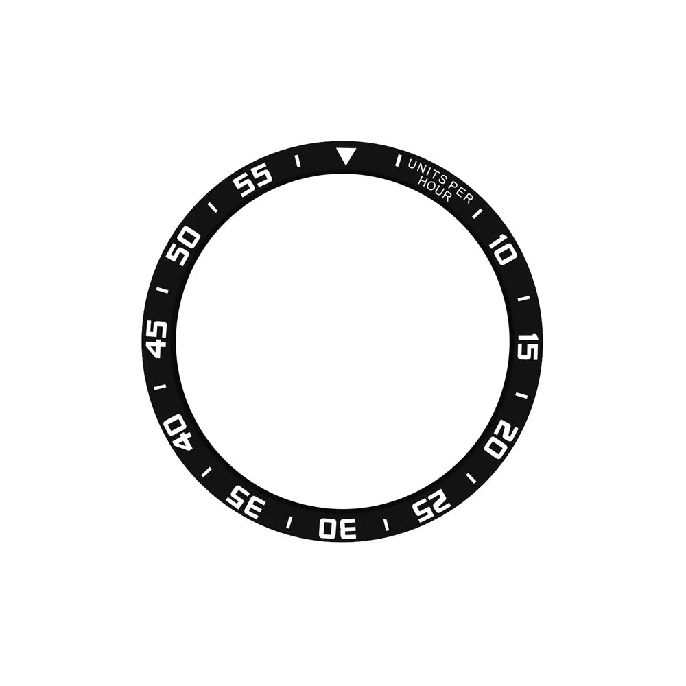Type C Time Scale Bezel Loop for Samsung Galaxy Watch 5 Pro 45mm , Aluminum Alloy Adhesive Bezel Ring Dial Cover - Black / White Characters - 1