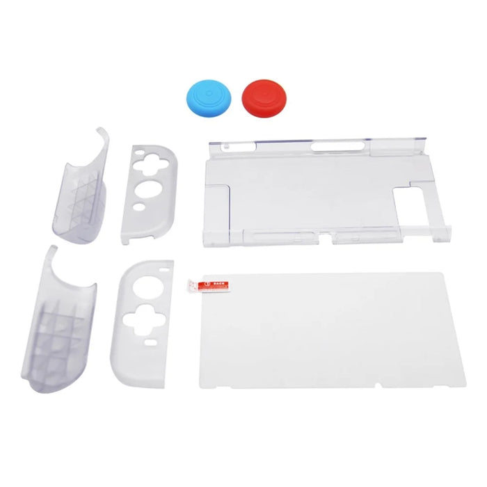 SW369 6-in-1 Clear Case Kit for Nintendo Switch , Anti-Scratch Shell Cover with Screen Protector and Grip Caps - 1