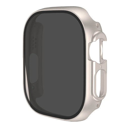 Anti-Scratch Hard PC Case for Apple Watch Series 9 / 8 / 7 41mm Integrate Protective Case with Anti-Spy Tempered Glass Screen Protector - Starlight - 1