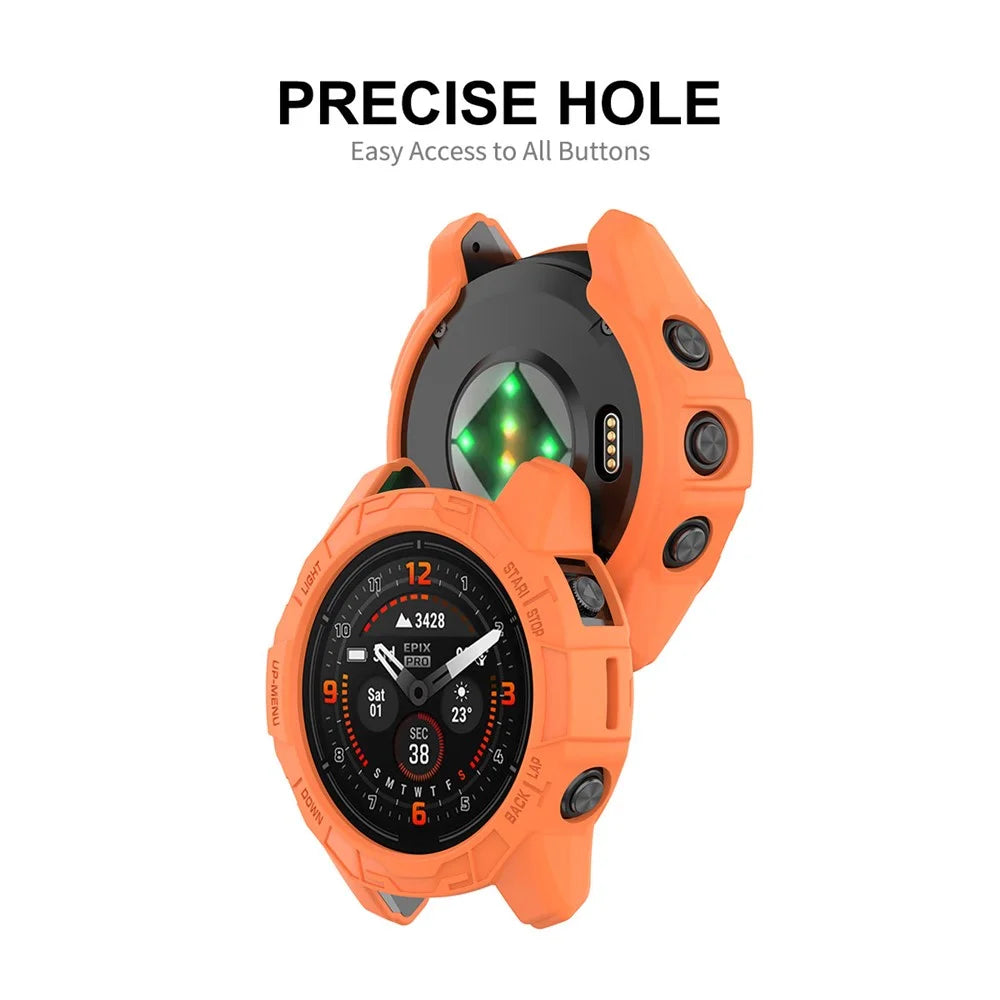 ENKAY HAT PRINCE For Garmin Fenix 7S / 7S Pro 42mm / epix Pro 42mm TPU Hollow Cover Anti-Drop Sports Watch Case Cover - Orange - 3