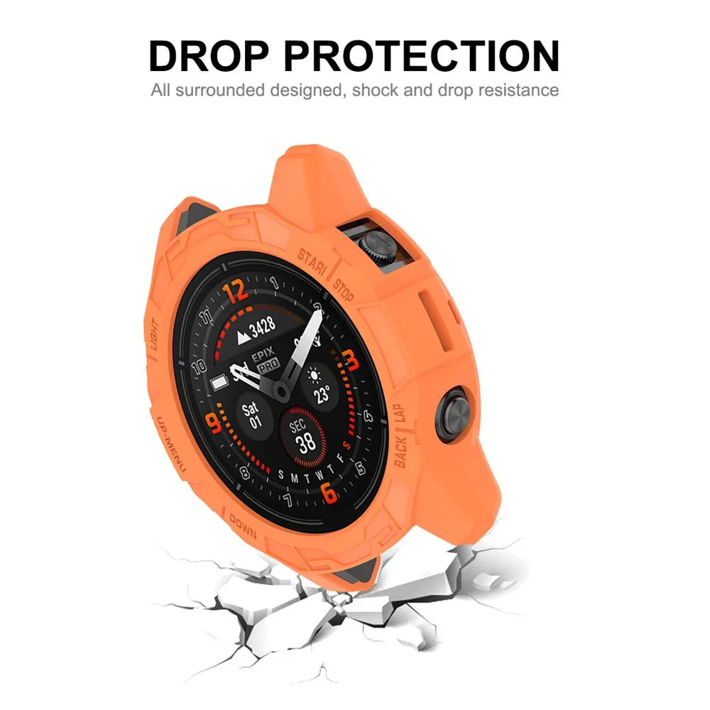 ENKAY HAT PRINCE For Garmin Fenix 7S / 7S Pro 42mm / epix Pro 42mm TPU Hollow Cover Anti-Drop Sports Watch Case Cover - Orange - 5