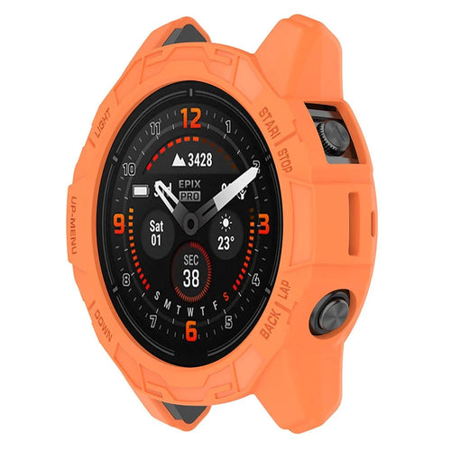 ENKAY HAT PRINCE For Garmin Fenix 7 / 7 Pro 47mm / epix Pro 47mm Anti-Drop Hollow Cover Sports Watch TPU Case Cover - Orange - 1