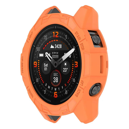 ENKAY HAT PRINCE For Garmin epix Pro 51mm / Fenix 7X / 7X Pro 51mm Drop-Proof Hollow Case Sports Watch TPU Case Cover - Orange - 1