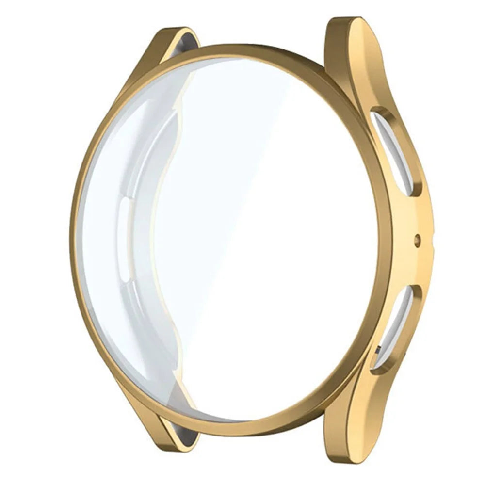 ENKAY HAT PRINCE For Samsung Galaxy Watch6 44mm Full Covering TPU Watch Case Electroplating Frame with Screen Film - Gold - 1
