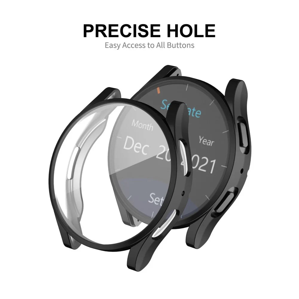 ENKAY HAT PRINCE For Samsung Galaxy Watch6 44mm Full Covering TPU Watch Case Electroplating Frame with Screen Film - Gold - 4