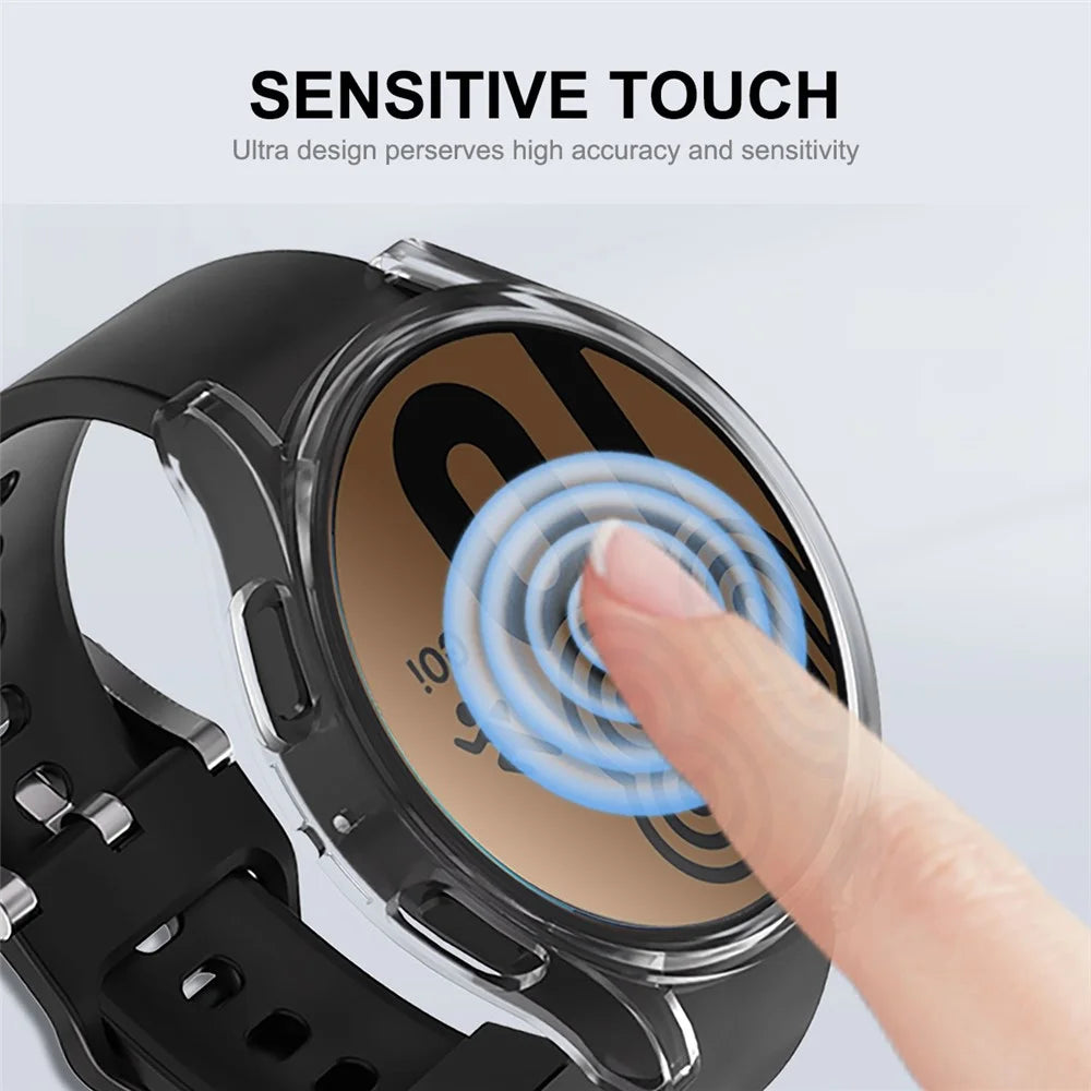 ENKAY HAT PRINCE For Samsung Galaxy Watch6 44mm Full Covering TPU Watch Case Electroplating Frame with Screen Film - Gold - 6