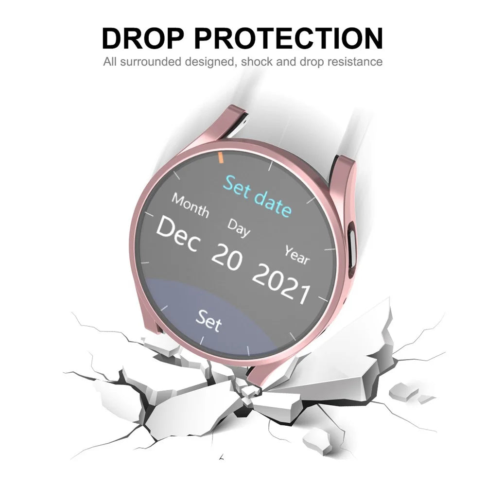 ENKAY HAT PRINCE For Samsung Galaxy Watch6 44mm Full Covering TPU Watch Case Electroplating Frame with Screen Film - Gold - 7