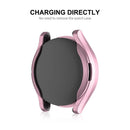 ENKAY HAT PRINCE For Samsung Galaxy Watch6 Classic 47mm Half-Cover Watch Case Electroplating TPU Frame with 0.2mm 9H Tempered Glass Screen Film - Pink - 4