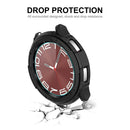 ENKAY HAT PRINCE For Samsung Galaxy Watch6 Classic 47mm Watch Case Hollow Half-Cover PC Frame with 0.2mm 2.15D 9H Tempered Glass Screen Film - Black - 7
