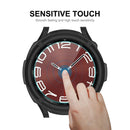 ENKAY HAT PRINCE For Samsung Galaxy Watch6 Classic 43mm Hollow TPU Case Half-Cover Watch Frame with 0.2mm 2.15D 9H Tempered Glass Screen Film - Black - 6