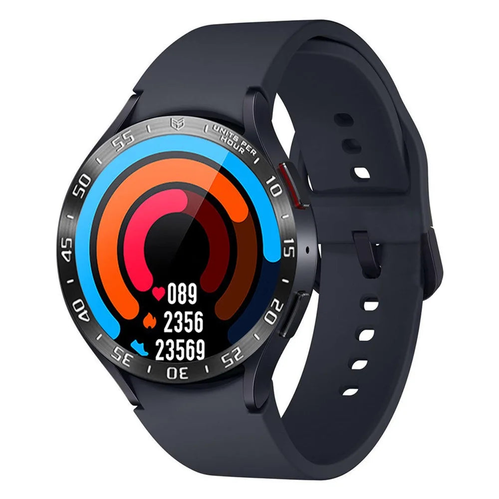Type A Watch Bezel Ring for Galaxy Watch6 Classic 43mm , Metal Stylish Frame Loop Adhesive Cover with Dial Plate - Black - 2