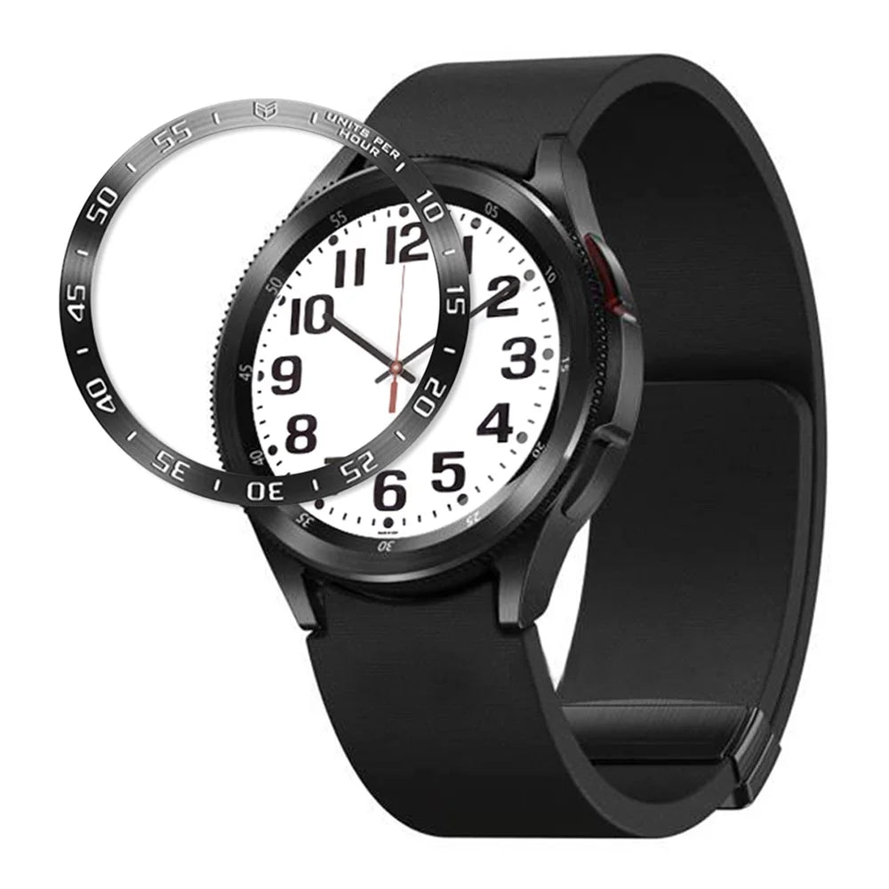 Type A Watch Bezel Ring for Galaxy Watch6 Classic 43mm , Metal Stylish Frame Loop Adhesive Cover with Dial Plate - Black - 3