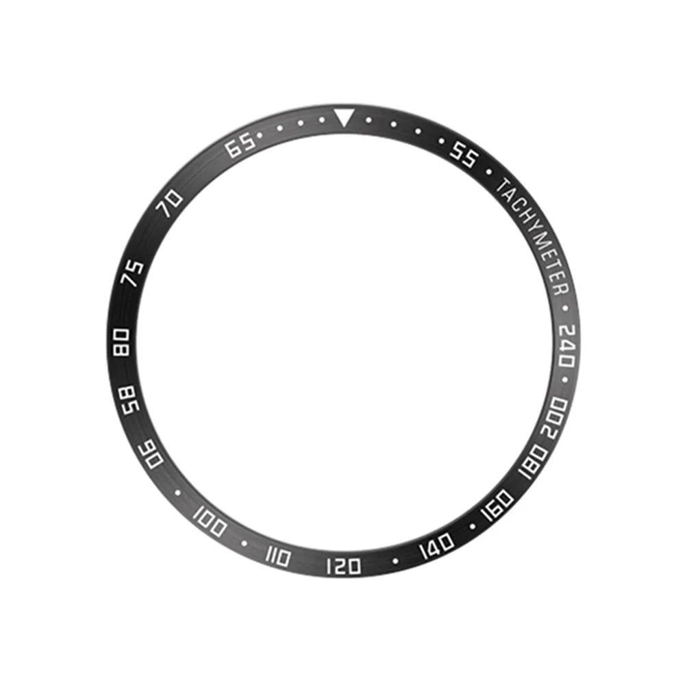 Type E Speed Scale Bezel Styling for Samsung Galaxy Watch6 Classic 47mm , Metal Bezel Ring Adhesive Cover - Black / White Characters - 1