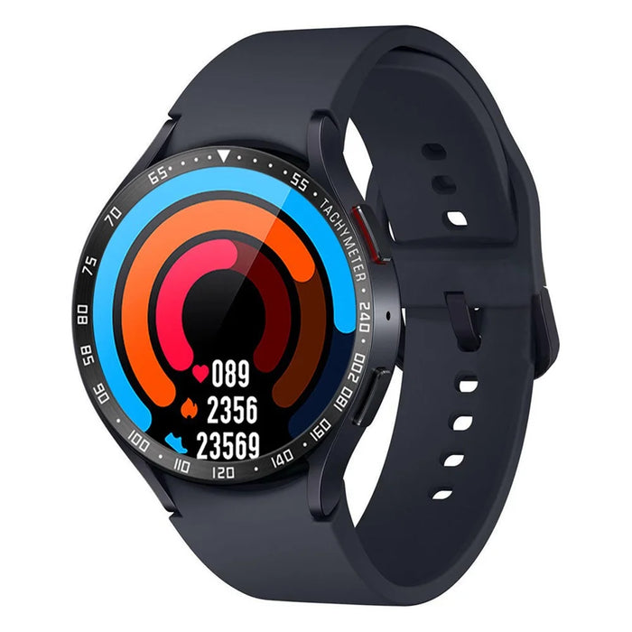 Type E Speed Scale Bezel Styling for Samsung Galaxy Watch6 Classic 47mm , Metal Bezel Ring Adhesive Cover - Black / White Characters - 2