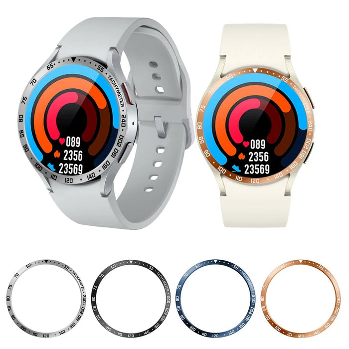 Type E Speed Scale Bezel Styling for Samsung Galaxy Watch6 Classic 47mm , Metal Bezel Ring Adhesive Cover - Black / White Characters - 5