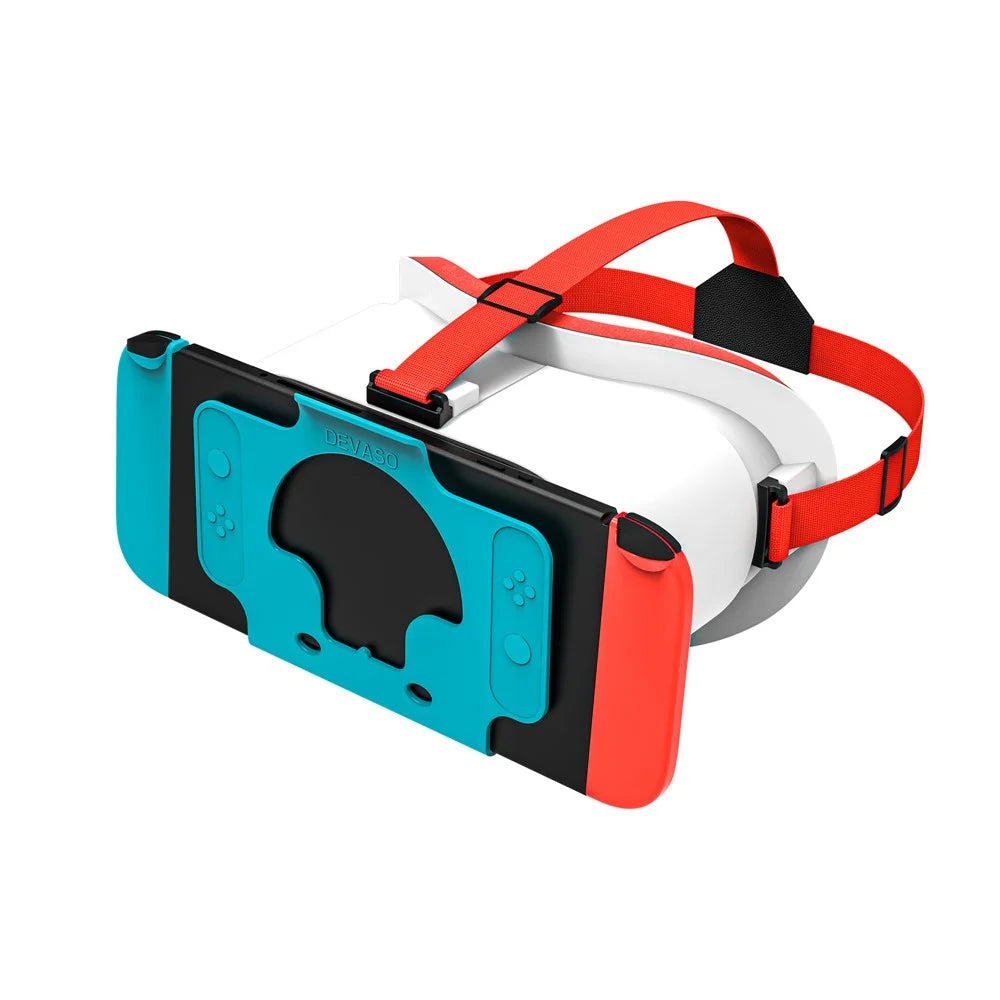 DEVASO VR Headset for Nintendo Switch Game Console Heat Dissipation Plastic Headband VR Glasses - White / Blue - 1