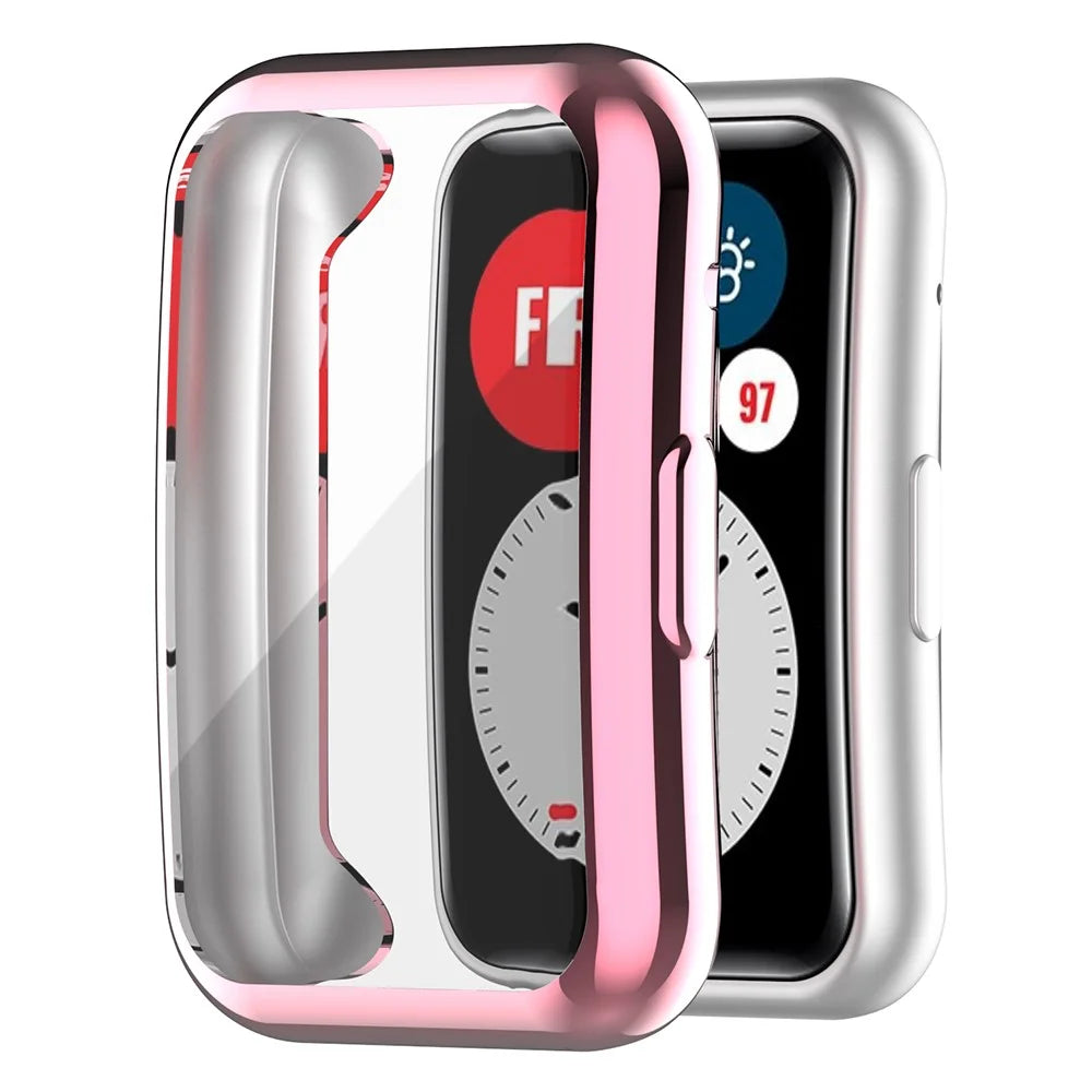 Protective Case for Huawei Watch Fit (TIA-B09 / TIA-B19) / Fit Special Edition (B39) / Fit New , Electroplating TPU Watch Cover - Pink - 1