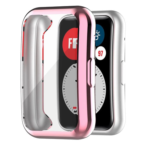 Protective Case for Huawei Watch Fit (TIA-B09 / TIA-B19) / Fit Special Edition (B39) / Fit New , Electroplating TPU Watch Cover - Pink - 1