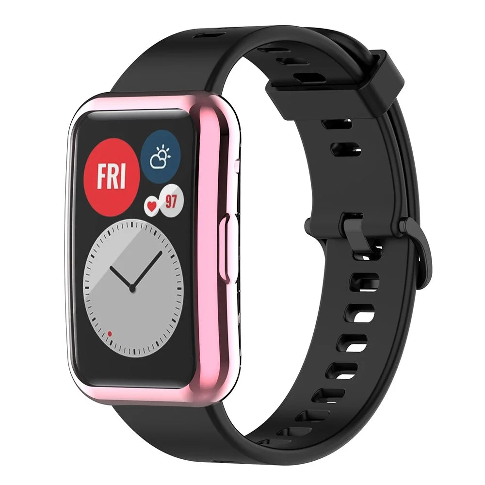 Protective Case for Huawei Watch Fit (TIA-B09 / TIA-B19) / Fit Special Edition (B39) / Fit New , Electroplating TPU Watch Cover - Pink - 2
