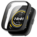 For Huami Amazfit Bip 5 A2215 Overall Protective Case Hard PC Watch Cover with Tempered Glass Screen Protector - Black - 1