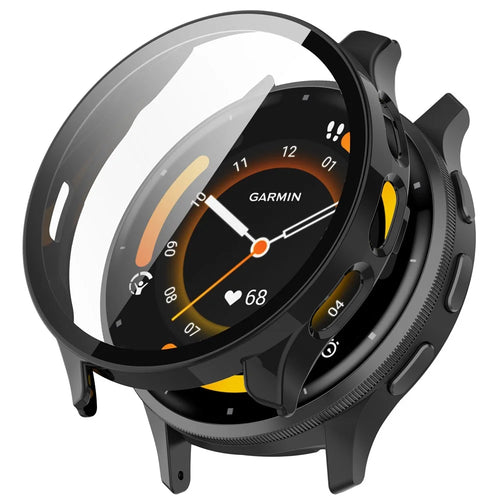 For Garmin Venu 3 PC Case with Tempered Glass Screen Protector Scratch Resistant Watch Cover - Black - 1