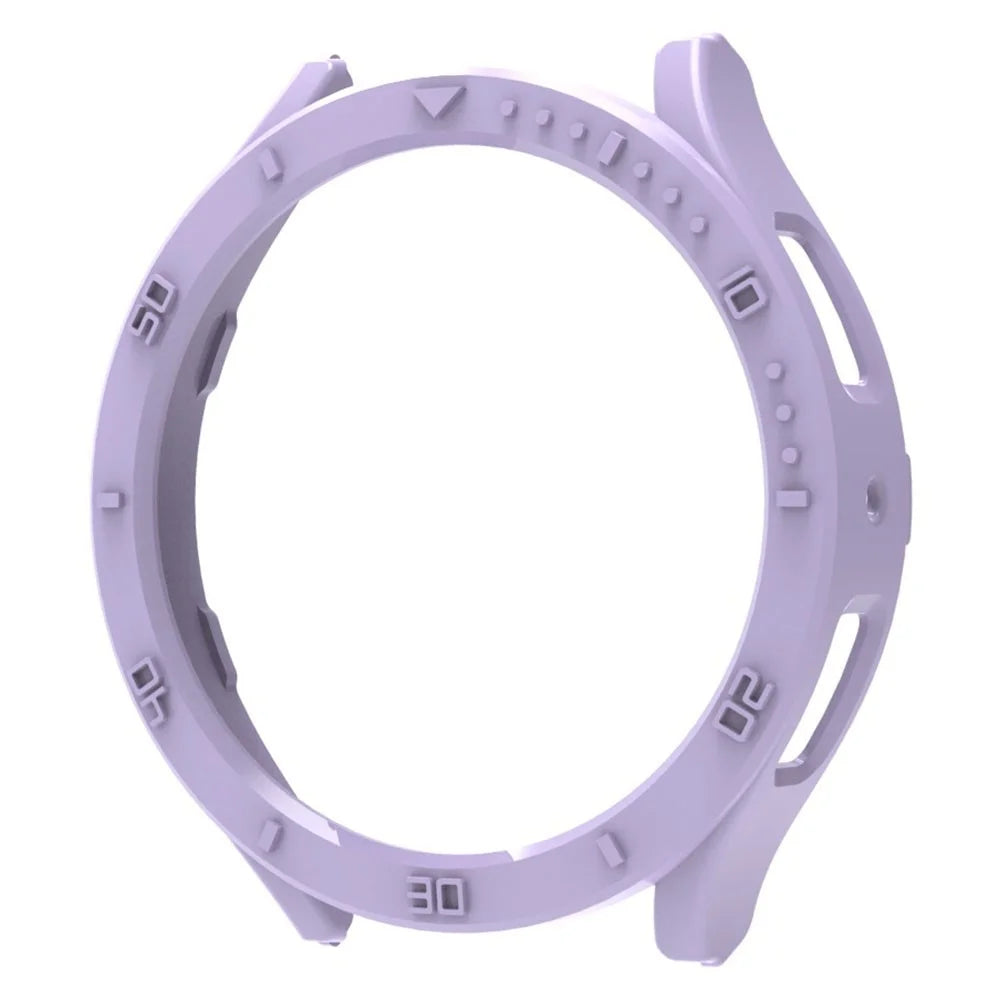 For Samsung Galaxy Watch6 44mm Hollow PC Watch Case Cover 3D Numeral Smart Watch Protective Case - Light Purple - 2