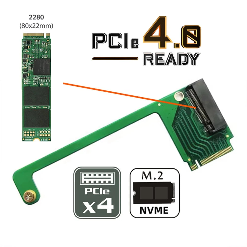 EP-022-2280MM NVME M-Key 22x30mm to 22x80mm Angled Extension SSD Upgrade Adapter Compatible with ROG Ally Gaming - 2