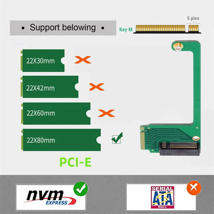 EP-022-2280MM NVME M-Key 22x30mm to 22x80mm Angled Extension SSD Upgrade Adapter Compatible with ROG Ally Gaming - 4