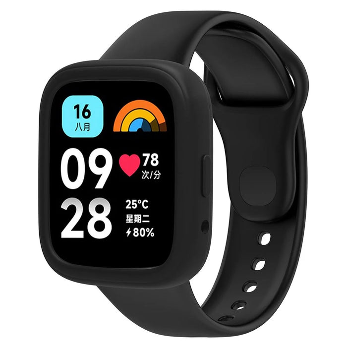 Watch Case for Xiaomi Redmi Watch 3 Lite / Watch 3 Active , Soft Silicone Protective Frame - Black - 2