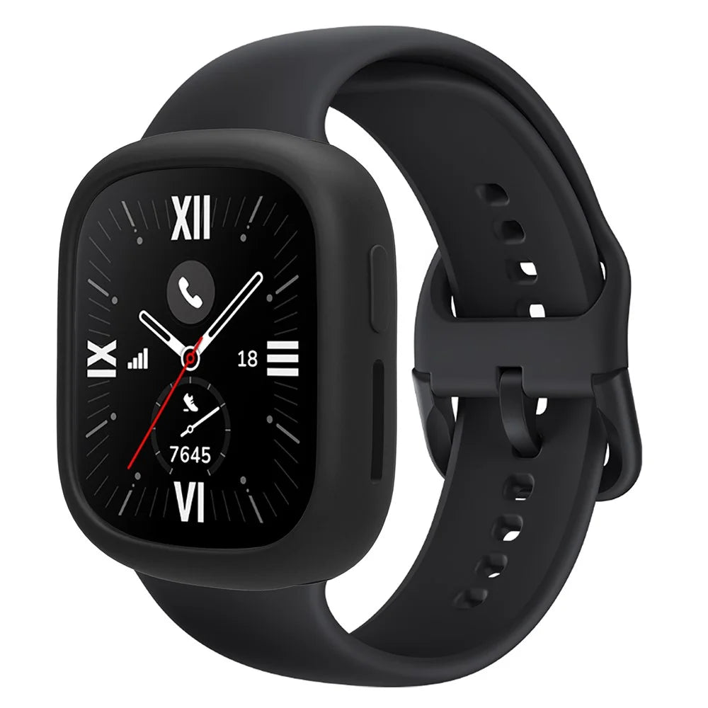 For Honor Watch 4 Silicone Case Protective Bumper Frame Watch Cover - Black - 2