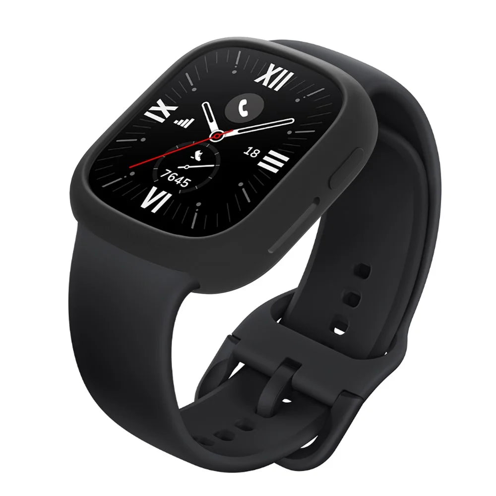 For Honor Watch 4 Silicone Case Protective Bumper Frame Watch Cover - Black - 6