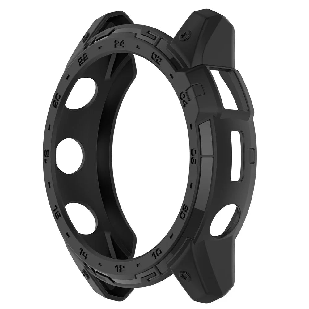 For Garmin Tactix 7 AMOLED TPU Bumper Case Protective Watch Cover Frame with Dial Plate - Black - 2