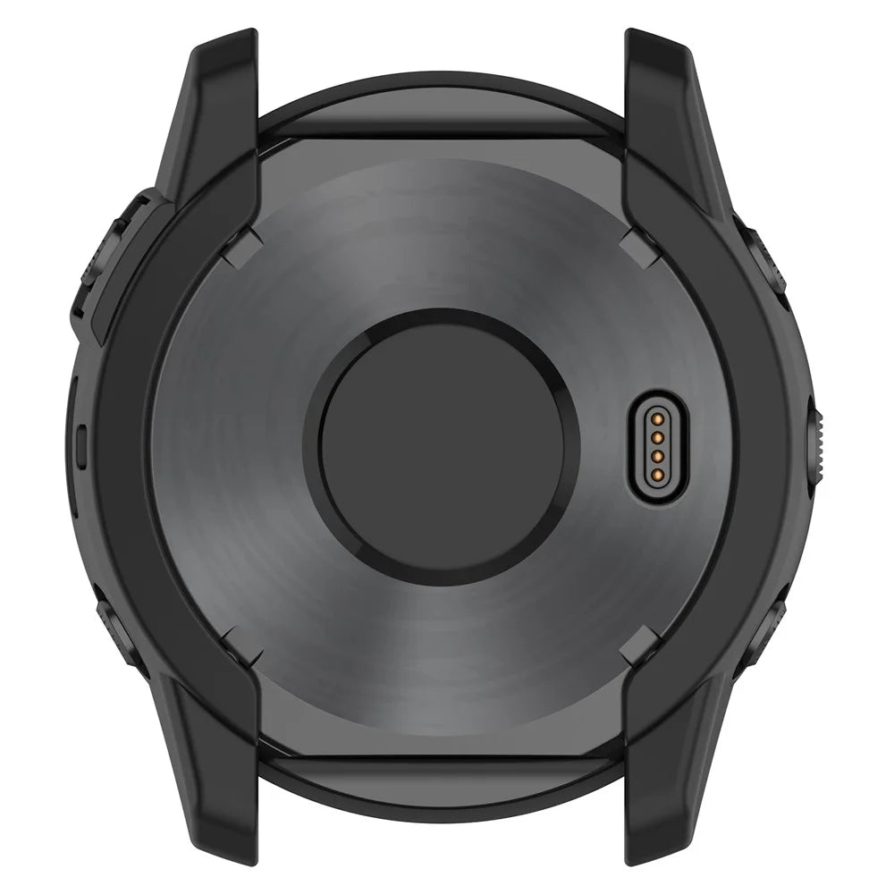 For Garmin Tactix 7 AMOLED TPU Bumper Case Protective Watch Cover Frame with Dial Plate - Black - 7