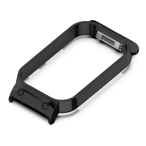 For Xiaomi Smart Band 8 Active / Redmi Smart Band 2 Watch Case Zinc Alloy Frame Work with 18mm Watchband - Black - 1