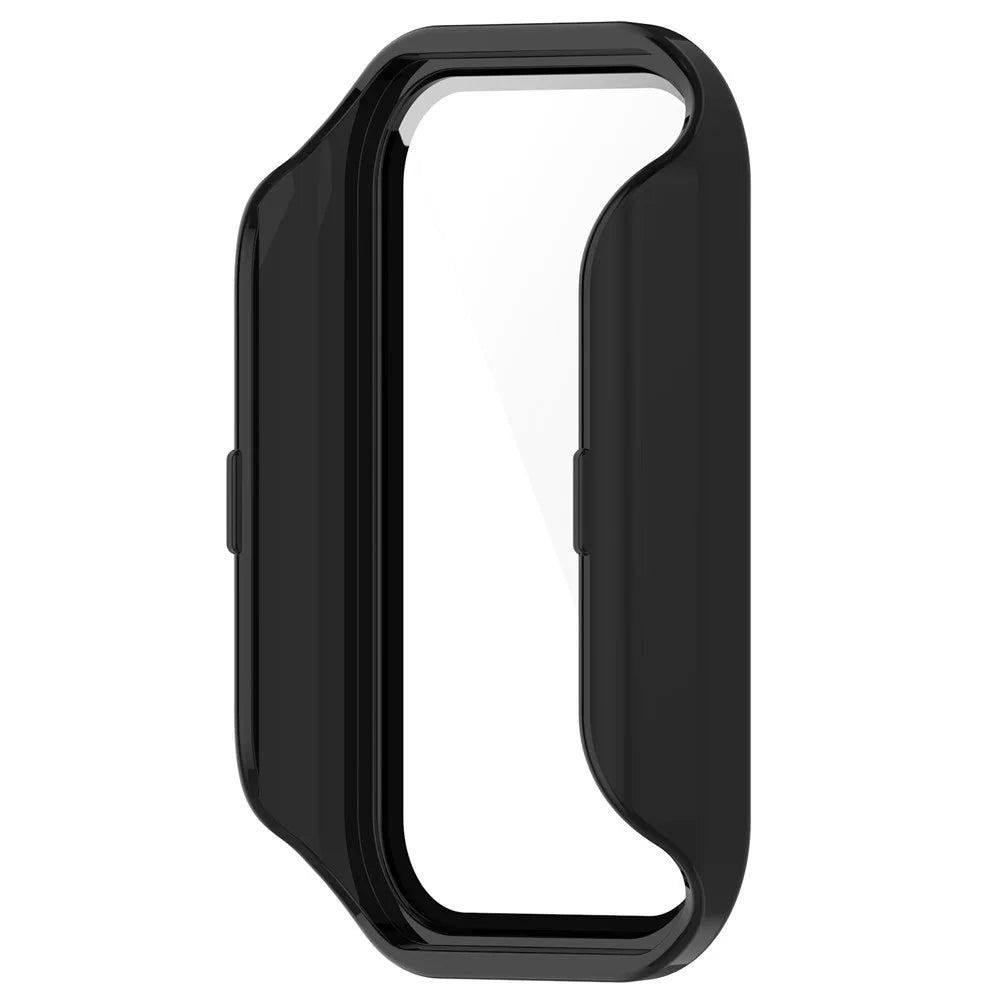 For Xiaomi Smart Band 8 Active / Redmi Smart Band 2 Watch Case PC Frame with Tempered Glass Screen Film - Black - 3