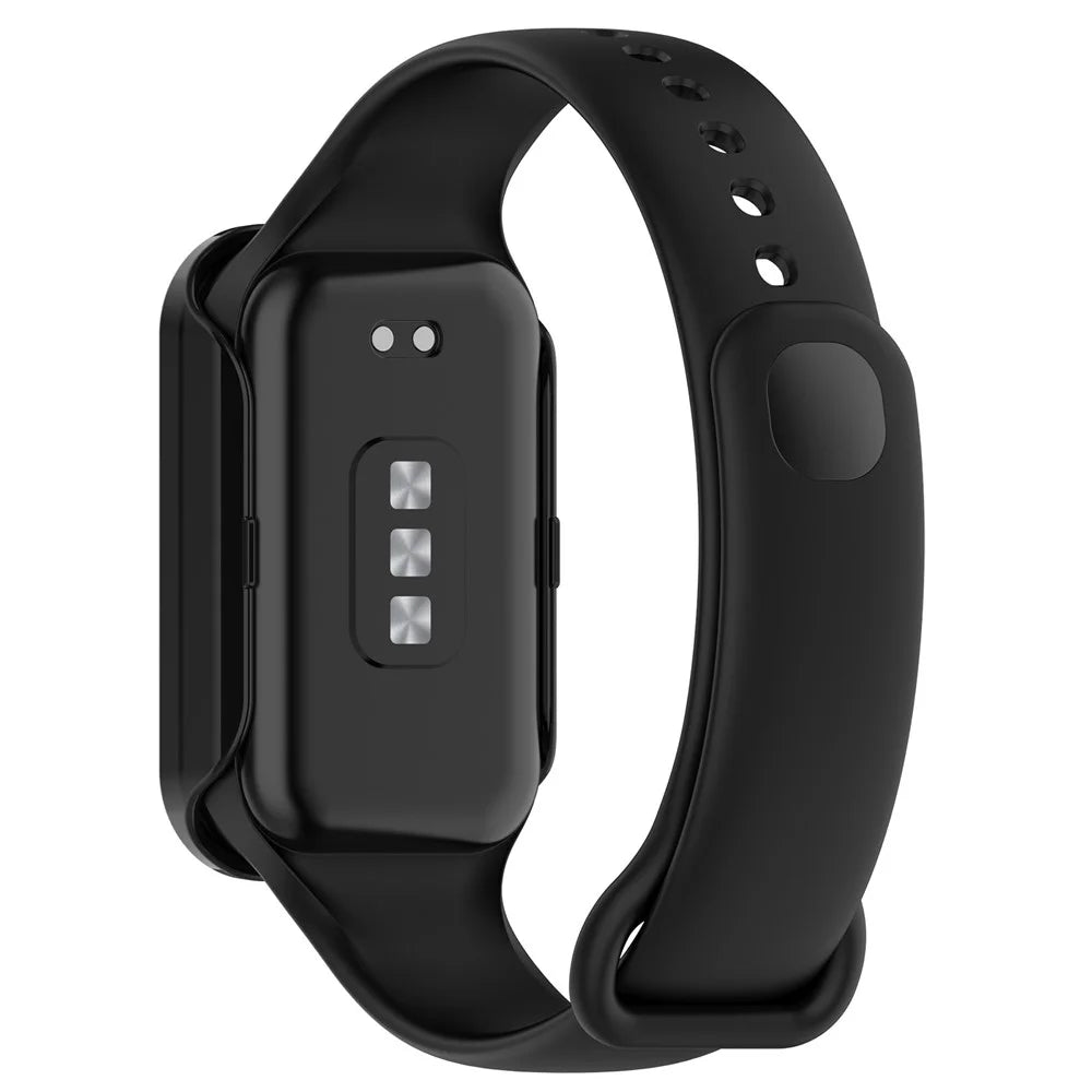 For Xiaomi Smart Band 8 Active / Redmi Smart Band 2 Watch Case PC Frame with Tempered Glass Screen Film - Black - 6