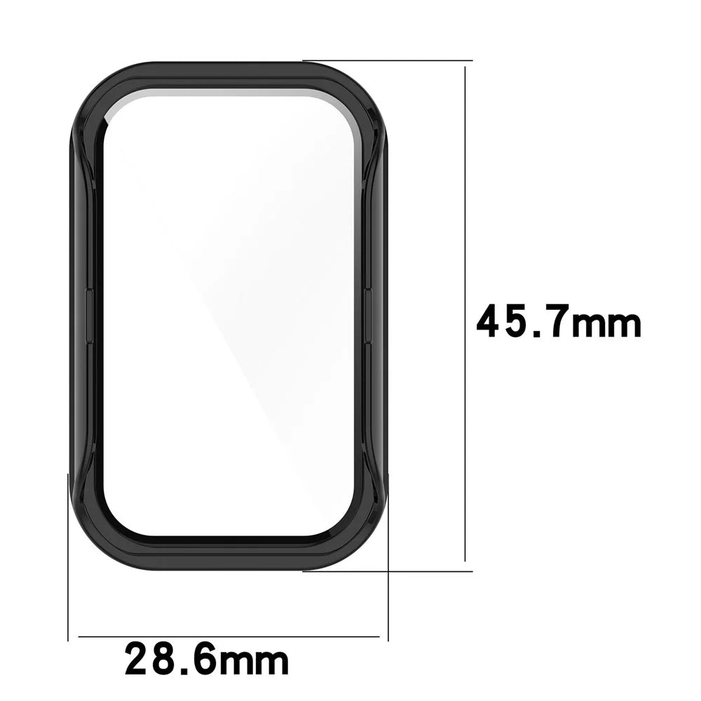 For Xiaomi Smart Band 8 Active / Redmi Smart Band 2 Watch Case PC Frame with Tempered Glass Screen Film - Black - 7
