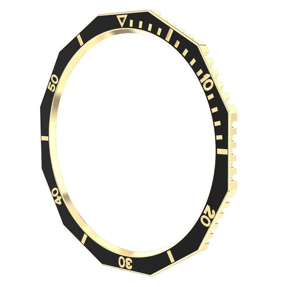 Bezel Cover for Samsung Galaxy Watch6 Classic 47mm Rhombus Dual Color Hard PC Bezel Ring Bumper - Black+Gold - 1